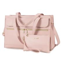 Bolsa para laptop LOVEVOOK para mulheres de 15,6 polegadas de couro impermeável rosa