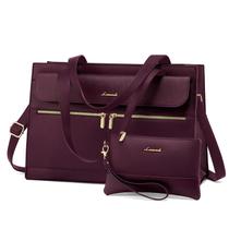 Bolsa para laptop LOVEVOOK para mulheres de couro fúcsia de 15,6"