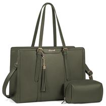 Bolsa para laptop LOVEVOOK para mulheres, leve de 15,6 polegadas, verde oliva