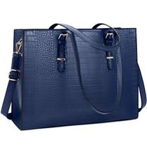 Bolsa para laptop Lubardy Women Leather de 15,6 polegadas impermeável preta Bolsa para laptop Lubardy Women Leather de 15,6 polegadas impermeável preta