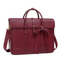 Bolsa para laptop MOSISO para mulheres, couro PU de 13 a 14 polegadas, vermelho vinho