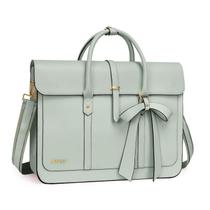 Bolsa para laptop MOSISO para mulheres de 15 a 15,6 polegadas em couro PU verde sálvia