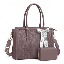 Bolsa para laptop MOSISO para mulheres de 17 a 17,3 polegadas em couro PU roxo ardósia