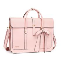 Bolsa para laptop MOSISO PU Leather 13-14 polegadas conversível rosa