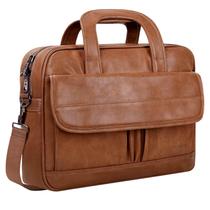 Bolsa para laptop Taygeer Leather para homens e mulheres marrom de 15,6 polegadas