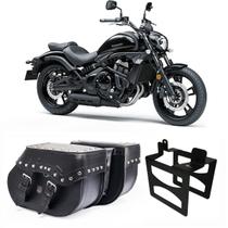 Bolsa Para Moto Custom Alforge 30L Cravo + Afastador Kawasaki Vulcan 650