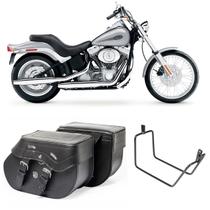 Bolsa Para Moto Custom Alforge Lateral 30 Litros + Afastador Harley Davidson Softail