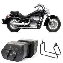 Bolsa Para Moto Custom Alforge Lateral 30 Litros + Afastador Honda Shadow 750 2011 até 2014