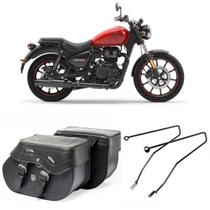 Bolsa Para Moto Custom Alforge Lateral 30 Litros + Afastador Royal Enfield Meteor 350 Bolsa Para Moto Custom Alforge Lateral 30 Litros + Afastador Royal Enfield Meteor 350