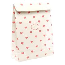 Bolsa para Presente Pressie Peel & Seal - 12 Unidades - Pequena - Desenho de Corações Creme