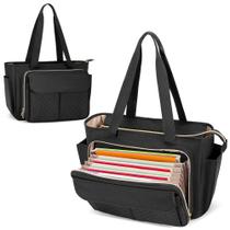 Bolsa para professores LUXJA com área de arquivo de acordeão e capa para laptop