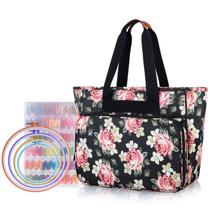 Bolsa para Proyecto de Bordado Yarwo Peonía Negra con Bolsillos Bolsa para Proyecto de Bordado Yarwo Peonía Negra con Bolsillos