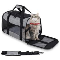 Bolsa Para Transporte De Pets Até 6Kg Em Linho Na Cor Cinza E Preto