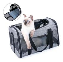 Bolsa Para Transporte De Pets Até 6Kg Em Linho Na Cor Cinza E Preto