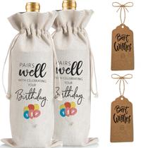 Bolsa para Vinho Julont Presente de Aniversário 2 Peças com Cartões e Corda Bolsa para Vinho Julont Presente de Aniversário 2 Peças com Cartões e Corda