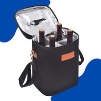 Bolsa Para Vinho Térmica Wine Bag Porta Vinho 4 Garrafas Multiuso