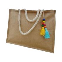 Bolsa Paraty de Juta com Tassel e Chaveiro - Palha Natural