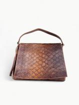 Bolsa Pasta Couro Pirarucu - Caramelo