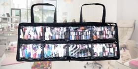 Bolsa Pasta Manicure 8 Divisões Profissional para até 120 frascos Maquiagem Multiuso com Bolsão Extra Interno