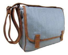 Bolsa Pasta Transversal Tipo Carteiro em Jeans Resistente Masculino Feminino