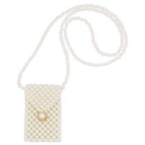 Bolsa Pearl Clutch MOSSTYUS branca para mulheres e meninas, tamanho pequeno Bolsa Pearl Clutch MOSSTYUS branca para mulheres e meninas, tamanho pequeno