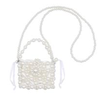 Bolsa Pearl Clutch MOSSTYUS Girls Mini White Pearl Decoration Bolsa Pearl Clutch MOSSTYUS Girls Mini White Pearl Decoration