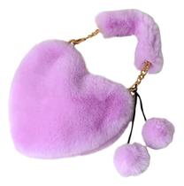 Bolsa Pelúcia Forma De Coração Ombro E Mão Juvenil Corrente