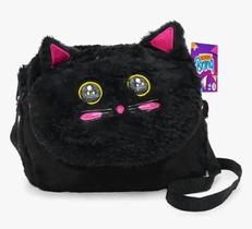 Bolsa pelucia gatinho preto transversal - polibrinq
