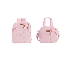 Bolsa Pequena e Mochila Maternidade Floral Rosa Batistela Baby