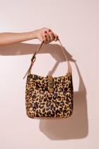 Bolsa Pequena em Couro Onça com Fecho Dourado e Alça Regulável - Luiza Barcelos Bolsa Pequena em Couro Onça com Fecho Dourado e Alça Regulável - Luiza Barcelos