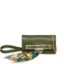 Bolsa Pequena Long Wallet Verde Com lenço PJ10183 Petite Jolie Transversal - Nova