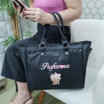 Bolsa Personalizada Professora Preto/Preto Brilho Feminine Style - Coutre Bolsas