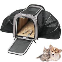 Bolsa Pet Expansível Transporte Viagem Avião Cabine Cachorros e Gatos Cinza