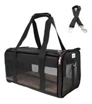 Bolsa Pet Transporte Avião Passeio Viagem Preto + Cinto de Segurança