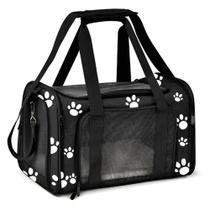 Bolsa Pet Transporte Mala Avião para Cachorros e Gatos Cabine Aviação Preto com Pata