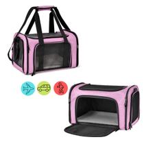 Bolsa Pet Transporte Mala Avião para Cachorros e Gatos Cabine Aviação Rosa