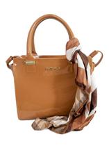Bolsa Petite jolie Love Nude Escuro Doce de Leite com Lenço Charme Ombro PJ11352 Transversal - Nova Bolsa Petite jolie Love Nude Escuro Doce de Leite com Lenço Charme Ombro PJ11352 Transversal - Nova