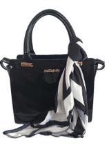 Bolsa Petite jolie Love Preta com Lenço Charme Ombro PJ11352 Transversal - Nova