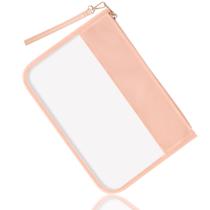 Bolsa plana de PVC izuzta Clear Travel Makeup Bag rosa para mulheres
