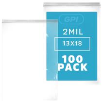 Bolsa plástica com zíper refechável GPI 13x18cm 2mil, pacote com 100 Bolsa plástica com zíper refechável GPI 13x18cm 2mil, pacote com 100