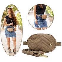 Bolsa Pochete Feminina Cintura Transversal Ombro Casual Trabalho Porta Celular Carteira Moeda Golden Fenix