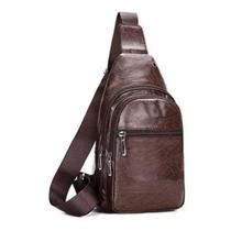 Bolsa Pochete Masculina Tiracolo Transversal De Couro Bovino