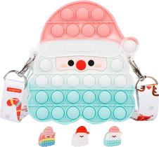 Bolsa pop bolsa de ombro para meninas, arco-íris Papai Noel Natal Pop Fidget Bag Crossbody Coin Purse Toy, Relief Stress Push Popper Backpack Fidget Toy Presente para lembrancinhas de festa Material escolar (arco-íris A)