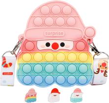 Bolsa pop bolsa de ombro para meninas, arco-íris Papai Noel Natal Pop Fidget Bag Crossbody Coin Purse Toy, Relief Stress Push Popper Backpack Fidget Toy Presente para lembrancinhas de festa Material escolar (Rainbow C)