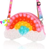 Bolsa Pop para meninas, bolsa de ombro pop, bolsa crossbody, bolsa de brinquedo sensorial arco-íris, lembrancinhas de festa de Natal, presentes para crianças