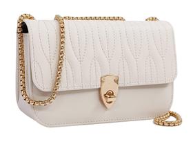 Bolsa PORT&LOTUS pequena acolchoada de material sintético quadriculado branca