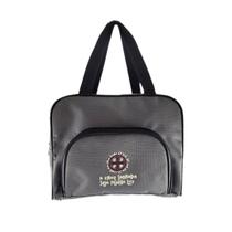 Bolsa Porta Bíblia Medalha de São Bento Cinza