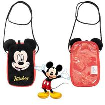 Bolsa Porta Celular Disney Mickey Mouse Cor Preta e Vermelha