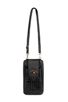 Bolsa porta celular feminina em couro croco Luna - Bolsa porta celular feminina em couro croco Luna -