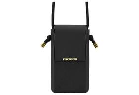Bolsa Porta-Celular Moleca Transversal Feminina Com Tampa E Detalhes Dourados Preto Bolsa Porta-Celular Moleca Transversal Feminina Com Tampa E Detalhes Dourados Preto
